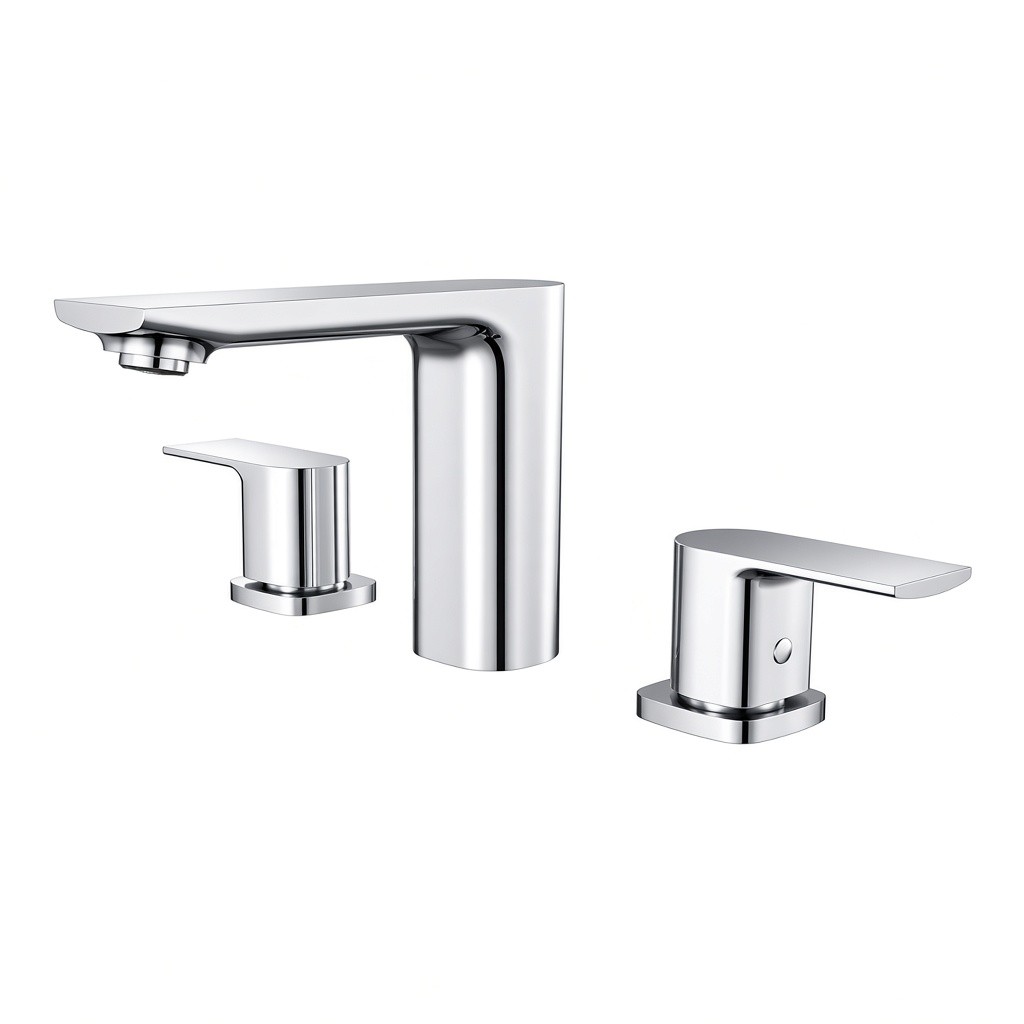 RV-BF254-CH Flat Spout Widespread Bathroom Faucet – Chrome