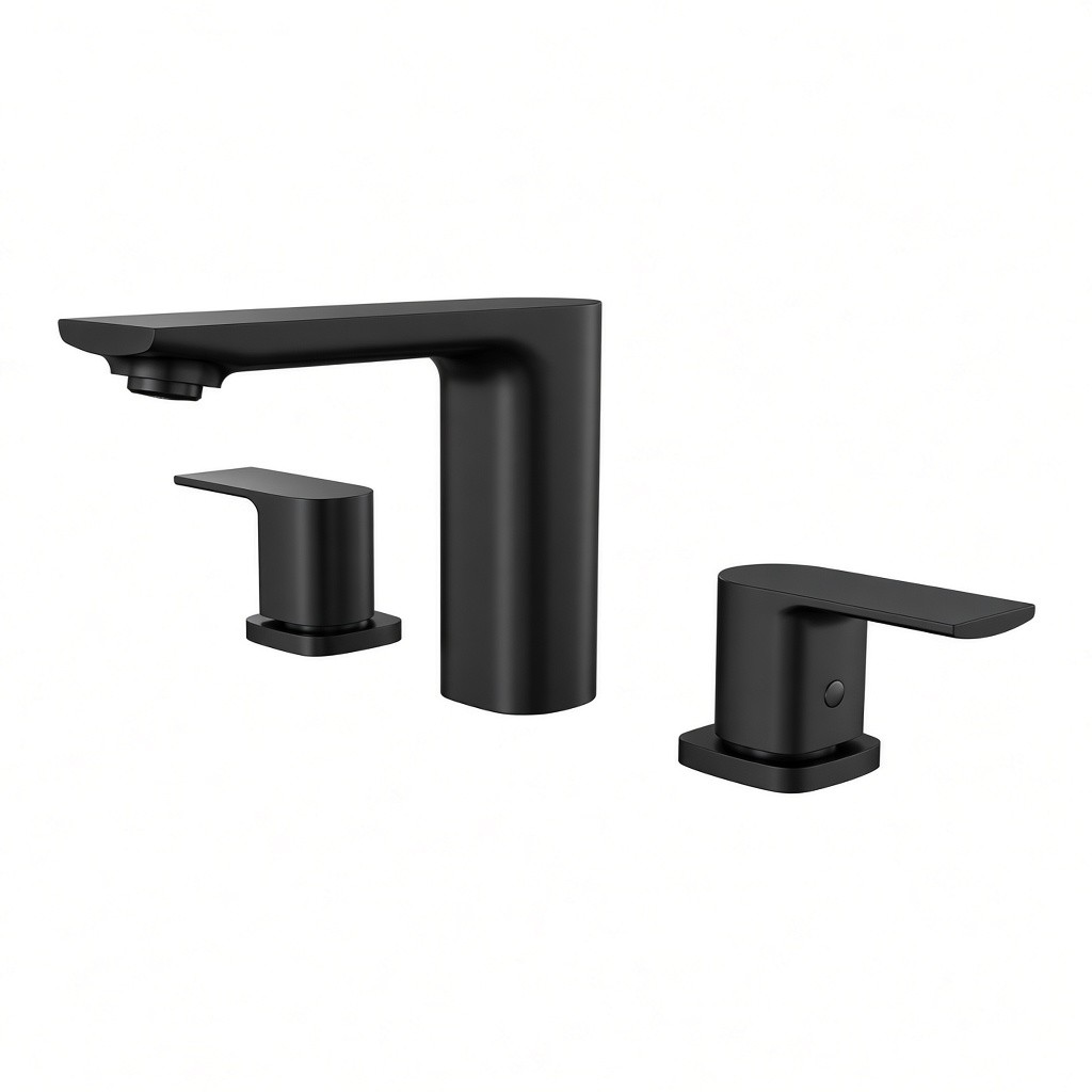 RV-BF254-BL Flat Spout Widespread Bathroom Faucet – Matte Black