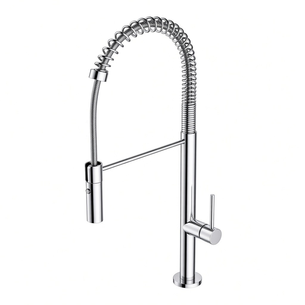 RV-KF352-CH Slim Spring Pull-Down Kitchen Faucet – Chrome